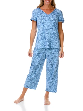 Thumbnail 1: Cuddl Duds Women's 2 Pc Short Sleeve Capri Pajama Set 