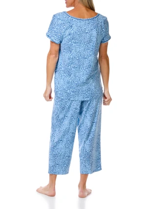 Thumbnail 4: Cuddl Duds Women's 2 Pc Short Sleeve Capri Pajama Set 