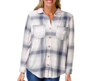 Thumbnail 1: C&C California Women's Long Sleeve Plaid Button Down 