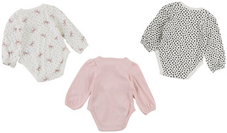 Thumbnail 2: Tahari 3 Pc Baby Girls Long Sleeve Bows Snap Onesies 