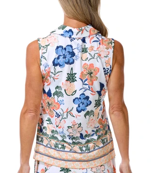 Thumbnail 5: Coral Bay Golf Women's Sleeveless Floral Split Neck Top 