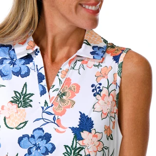Thumbnail 7: Coral Bay Golf Women's Sleeveless Floral Split Neck Top 