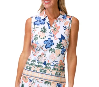 Thumbnail 2: Coral Bay Golf Women's Sleeveless Floral Split Neck Top 