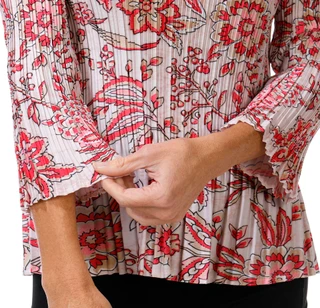 Thumbnail 2: Milano Women's 3/4 Sleeve Pleated Botanical Top 