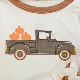 Thumbnail 2: Goodnight Llama 4 Pc Baby Boys Harvest Football Long Sleeve Pajama Sets 