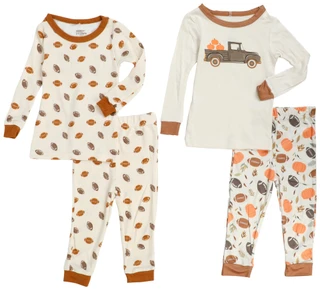 Thumbnail 1: Goodnight Llama 4 Pc Baby Boys Harvest Football Long Sleeve Pajama Sets 