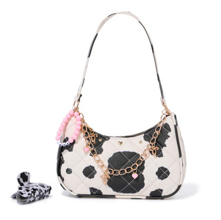 Thumbnail 1: Underonesky 3 Pc Cow Print Shoulder Bag, Claw Clip. & Beaded Bracelet 