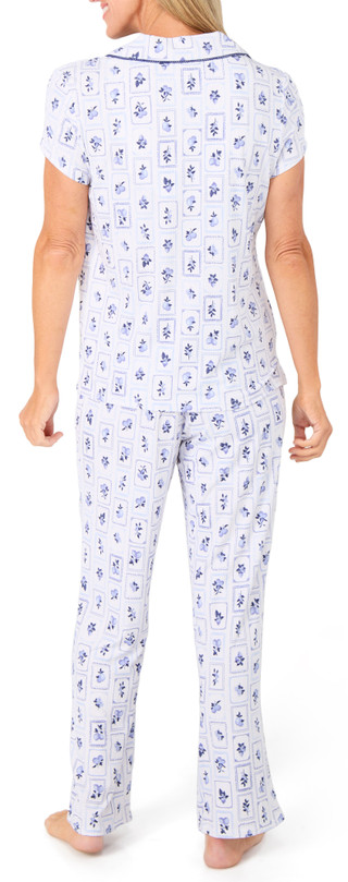Thumbnail 2: Laura Ashley Women's 2 Pc Blueberry Short Sleeve Pajama Pants Set 