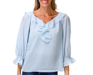 Thumbnail 1: MAX STUDIO Women's 3/4 Sleeve Ruffle Front Blouse 