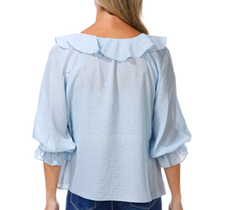 Thumbnail 3: MAX STUDIO Women's 3/4 Sleeve Ruffle Front Blouse 