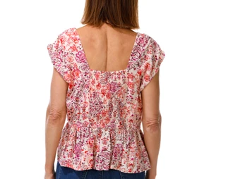 Thumbnail 3: CITY BLUES Women's Extended Cap Sleeve Button Up Top  