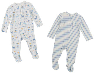 Thumbnail 1: Little Me 2 Pk Baby Boys Snap Bamboo Puppy Footie Pajamas 