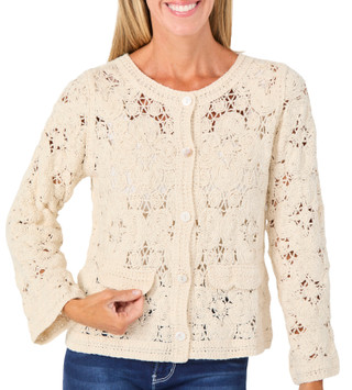 Thumbnail 1: LIV LOS ANGELES Women's Button Front Crochet Cardigan 