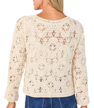 Thumbnail 2: LIV LOS ANGELES Women's Button Front Crochet Cardigan 