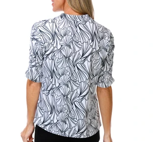 Thumbnail 3: Coral Bay Golf Women's 3/4 Sleeve Petals Print Golf Top 