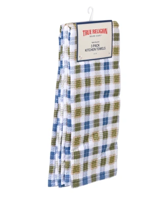 Thumbnail 3: True Religion 3 Pk Plaid Kitchen Towels  