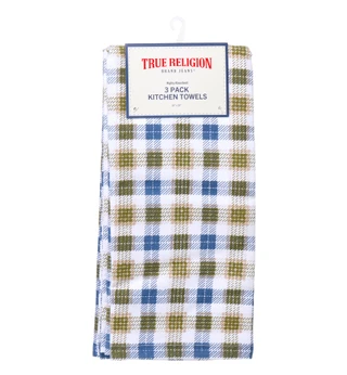 Thumbnail 1: True Religion 3 Pk Plaid Kitchen Towels  