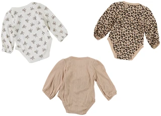Thumbnail 2: Tahari 3 Pc Baby Girls Long Sleeve Bows Snap Onesies 