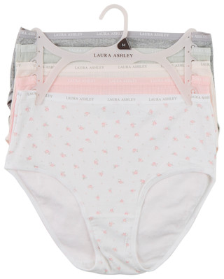 Thumbnail 1: Laura Ashley 5 Pk Ribbed High Waist Cotton Panties  