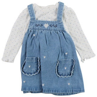 Thumbnail 1: Little Me Baby Girls 2 Pc Long Sleeve Denim Jumper Set 