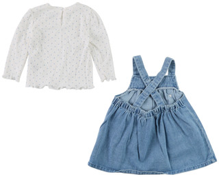 Thumbnail 3: Little Me Baby Girls 2 Pc Long Sleeve Denim Jumper Set 
