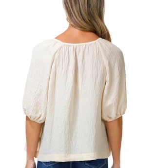 Thumbnail 2: MAX STUDIO Women's Embroidered Neck Boho Top 