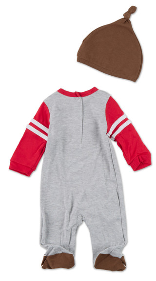 Thumbnail 2: Baby Essentials 2 Pc Baby Boys Football Snap Footies Sleepers With Beanie  