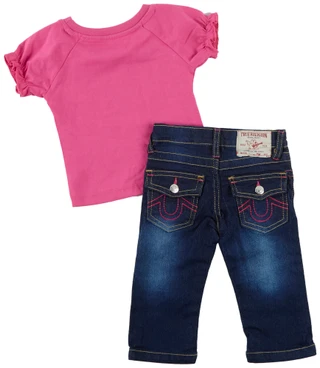 Thumbnail 2: True Religion 2 Pc Baby Girls Short Sleeve and Jean Pants Set  