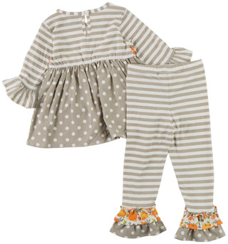 Thumbnail 2: Rare Editions 2 Pc Toddler Girls Harvest Pumpkin Striped Legging Set 