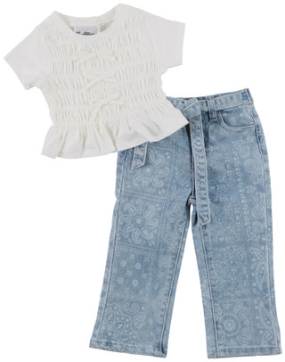 Thumbnail 1: Rare Editions Toddler Girls 2 Pc Printed Denim Pants Set 
