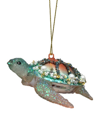 Thumbnail 1: Magical Season Glass Turtle with Pearls Ornament 