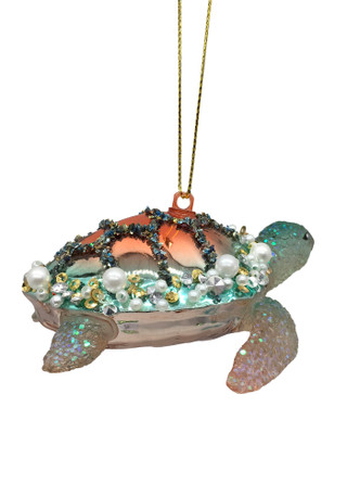 Thumbnail 2: Magical Season Glass Turtle with Pearls Ornament 