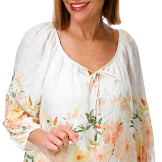 Thumbnail 2: AGB Women's Floral Print Peasant Top 