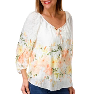 Thumbnail 1: AGB Women's Floral Print Peasant Top 