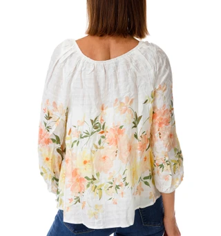Thumbnail 3: AGB Women's Floral Print Peasant Top 