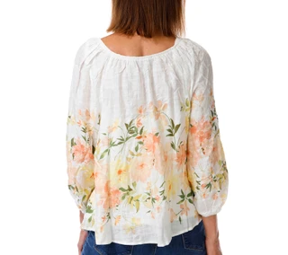 Thumbnail 3: AGB Petite Floral Print Peasant Top 