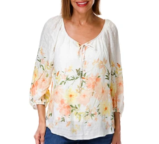 Thumbnail 1: AGB Petite Floral Print Peasant Top 
