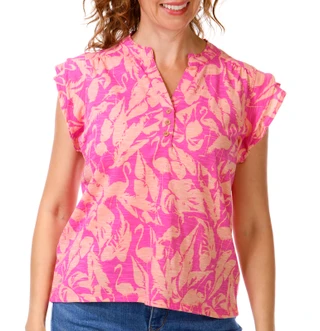 Thumbnail 1: Stella Parker Women's Flutter Sleeve Henley Top 