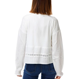 Thumbnail 3: BUNULU Women's Long Sleeve Pullover Top With Crochet Trim 