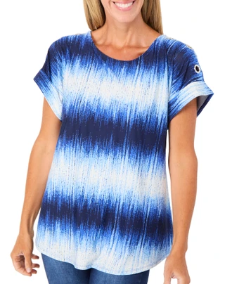 Thumbnail 1: Vera Rose Women's Short Sleeve Relaxed Ombre Top 