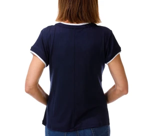 Thumbnail 2: BUNULU Women's Short Sleeve Rib Contrast Collar Tee 