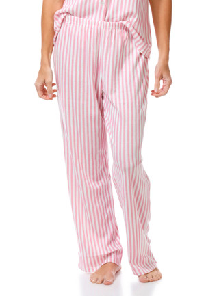Thumbnail 3: Laura Ashley Women's 2 Pc Stripe Button Down Pajama Pants Set 