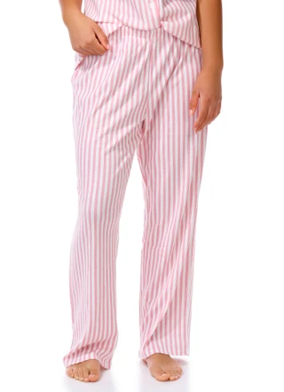 Thumbnail 2: Laura Ashley Women's 2 Pc Stripe Button Down Pajama Pants Set 