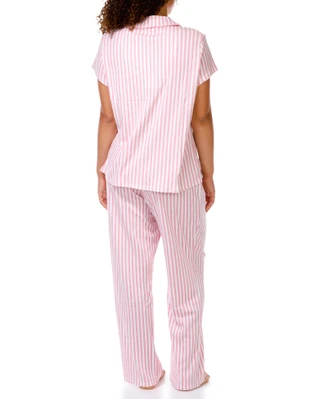 Thumbnail 3: Laura Ashley Women's 2 Pc Stripe Button Down Pajama Pants Set 