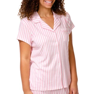 Thumbnail 4: Laura Ashley Women's 2 Pc Stripe Button Down Pajama Pants Set 