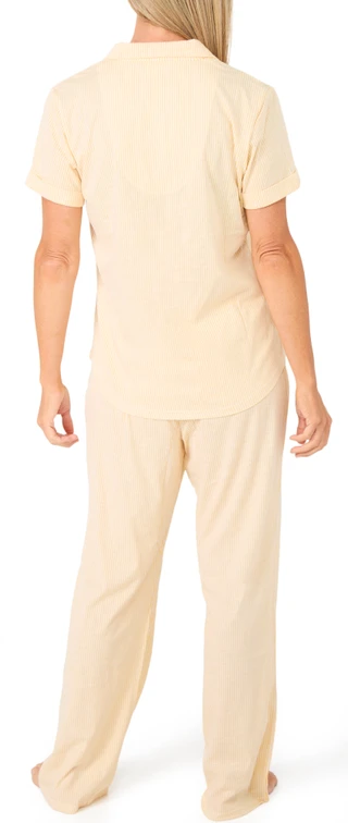 Thumbnail 2: Laura Ashley Women's 2 Pc Stripe Short Sleeve Pajama Pants Set 