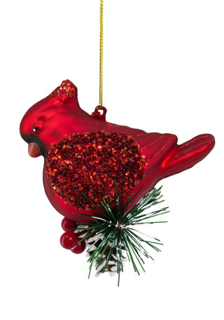 Thumbnail 2: Magical Season Glass Cardinal on Branch Ornament 