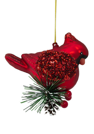 Thumbnail 1: Magical Season Glass Cardinal on Branch Ornament 