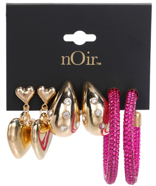 Thumbnail 1: Noir 3-Piece Crushed Crystal Earring Set 