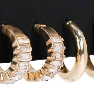 Thumbnail 2: Noir 3-Piece Hold Hoop Earrings 
